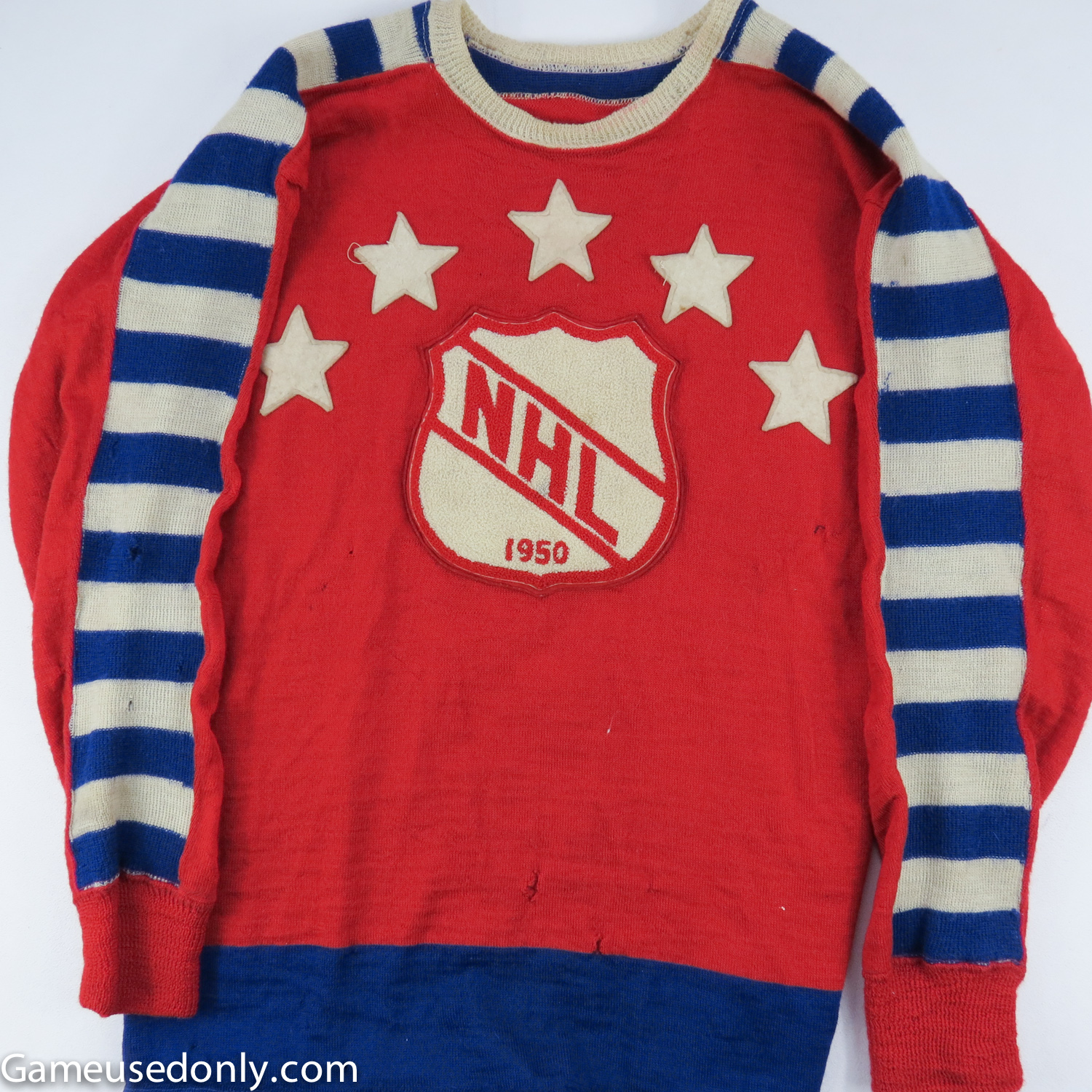 NHL-All-Star-Game-Used Jersey-1950-Doug-Bentley-Chicago-Black-Hawks
